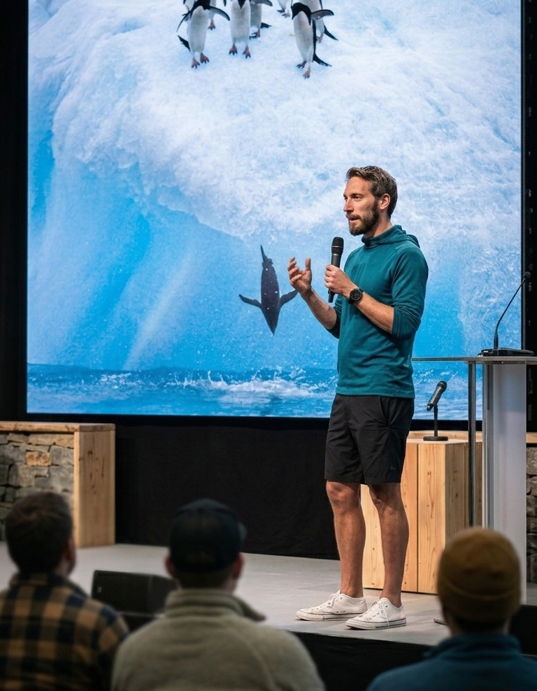 Max Unterharnscheidt speaking about Antarctica